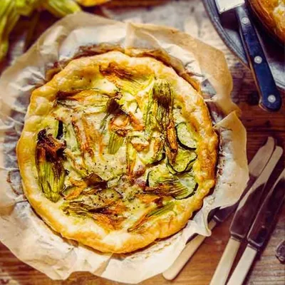 Courgette, Bacon and Pecorino Tart