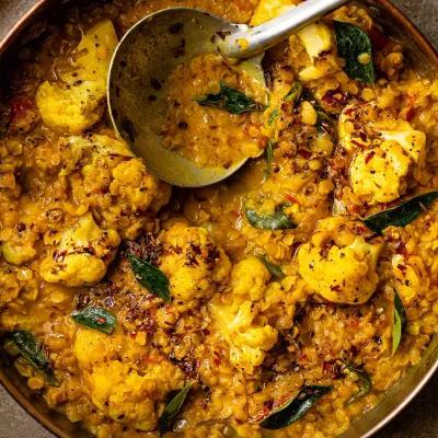 Spiced Cauliflower & Coconut Lentils Dahl