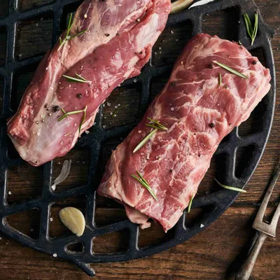 Lamb Fillet, Onion Purée, Leeks, Crushed Roast Potatoes With Wild Garlic Salsa Verde, Finished With A Coffee Sauce