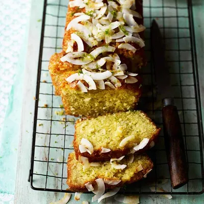 Lime and coconut drizzle cake