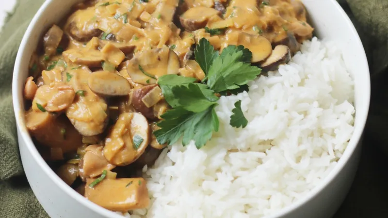 Mushroom Stroganoff With Rice