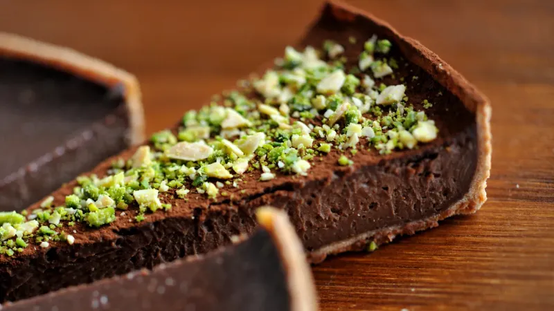 Bitter chocolate and malt tart