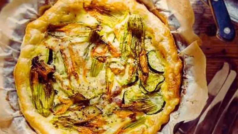 Courgette, Bacon and Pecorino Tart