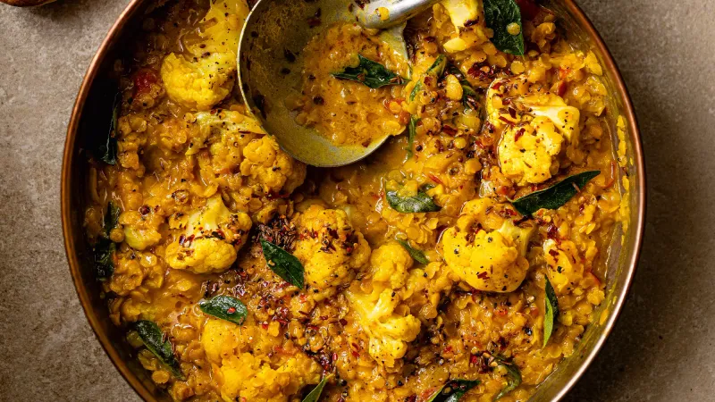 Spiced Cauliflower & Coconut Lentils Dahl