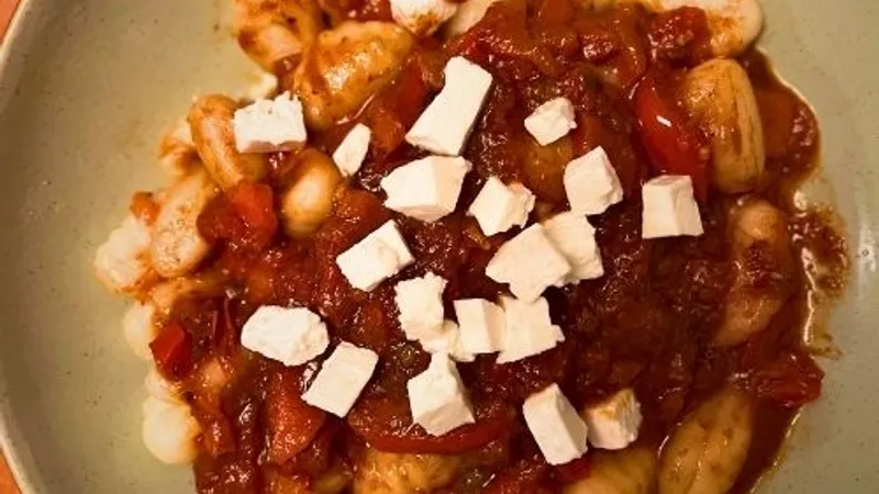 Roasted Pepper and Tapenade Gnocchi
