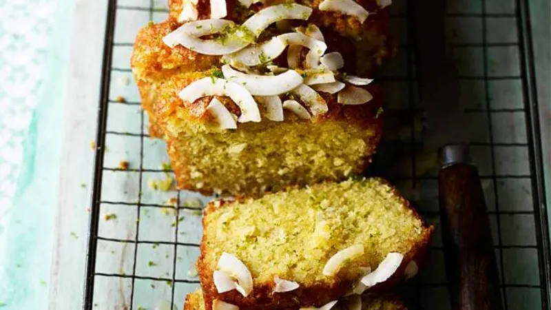 Lime and coconut drizzle cake