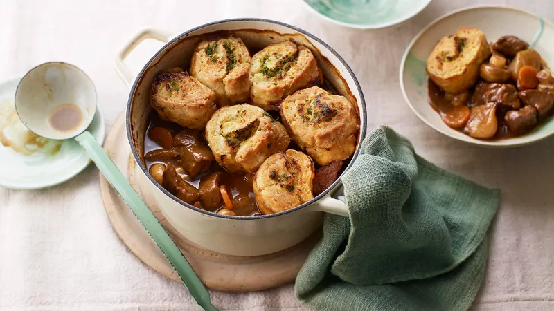 Beef and ale stew with horseradish dumplings